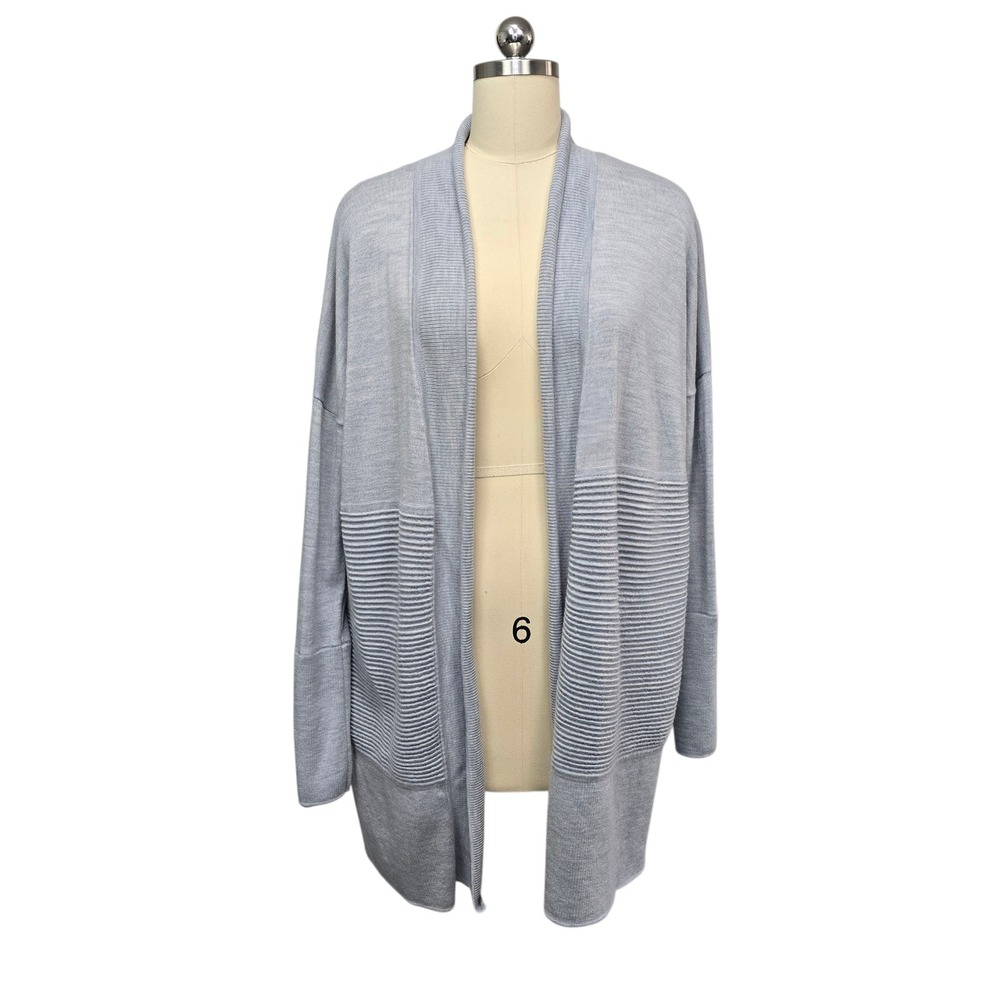 Lululemon Gray Ribbed Knit Open Front Cardigan Sweater Women's Size Medium